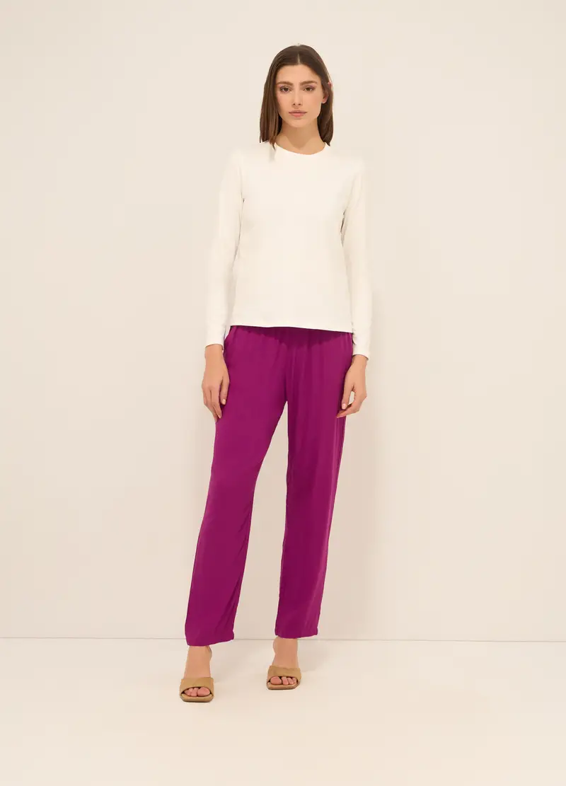 Upim, Pantaloni In Pura Viscosa Donna, Rosa ciclamino, Taglia: M