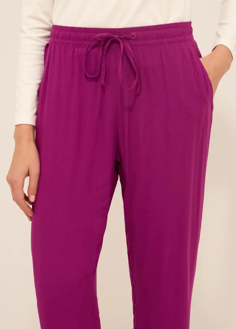 Upim, Pantaloni In Pura Viscosa Donna, Rosa ciclamino, Taglia: M miniatura 2