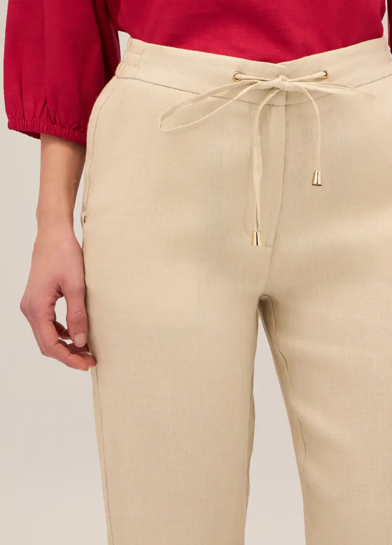 Upim, Pantaloni In Puro Lino Donna, Beige chiaro, Taglia: M miniatura 2