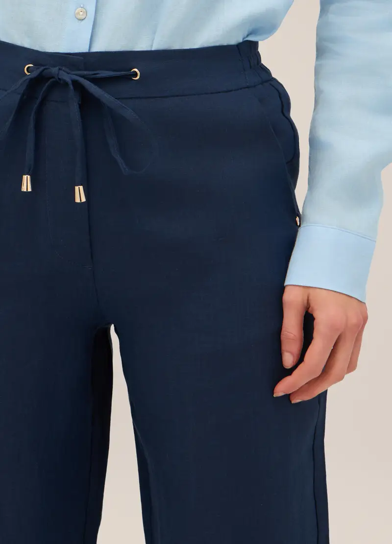 Upim, Pantaloni In Puro Lino Donna, Blu navy, Taglia: S miniatura 2