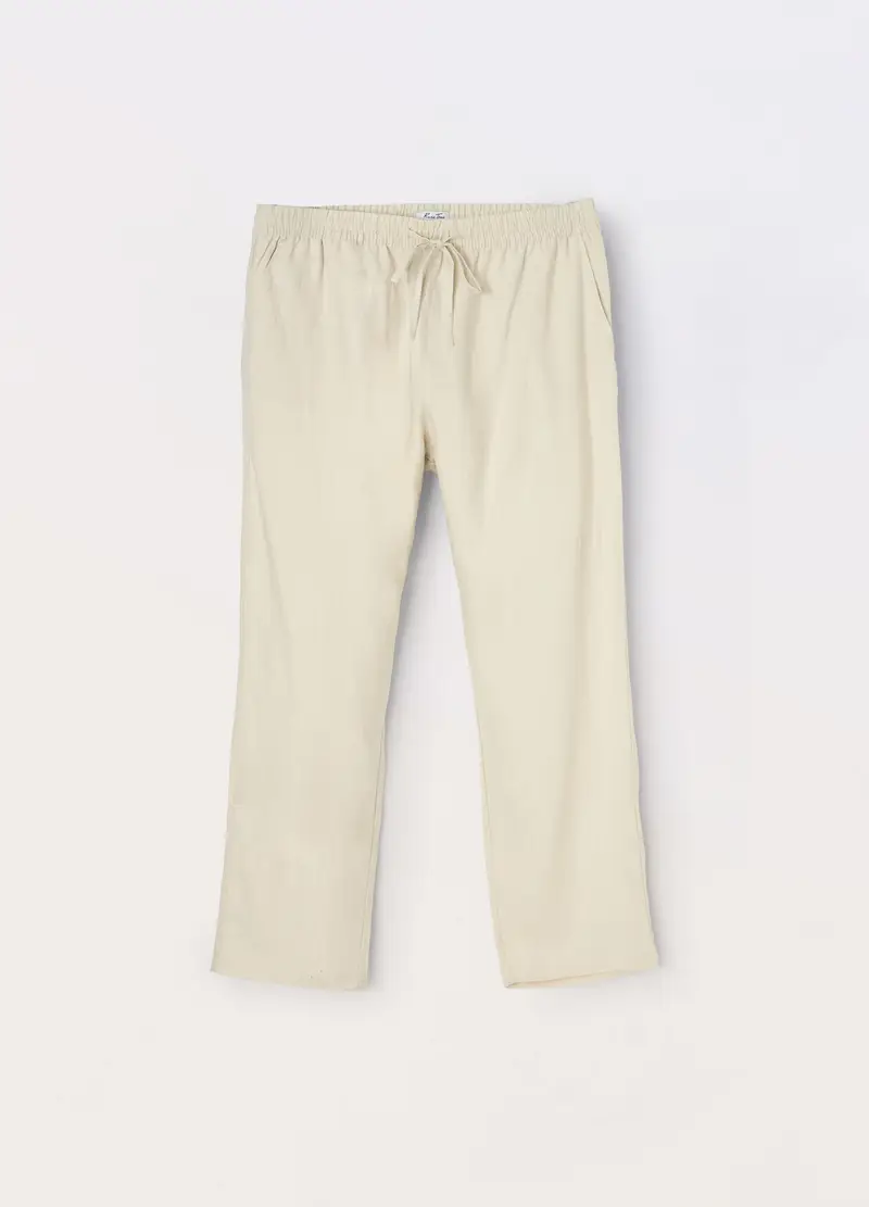 Upim, Pantaloni In Puro Lino Donna Curvy, Bianco avorio, Taglia: M