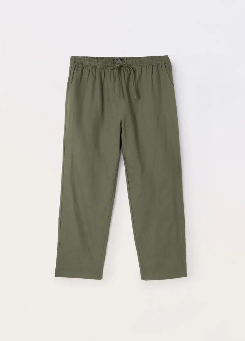 Upim, Pantaloni In Puro Lino Donna Curvy, Verde oliva, Taglia: S