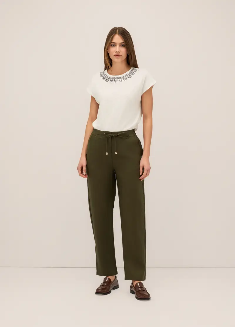 Upim, Pantaloni In Puro Lino Donna, Verde oliva, Taglia: S