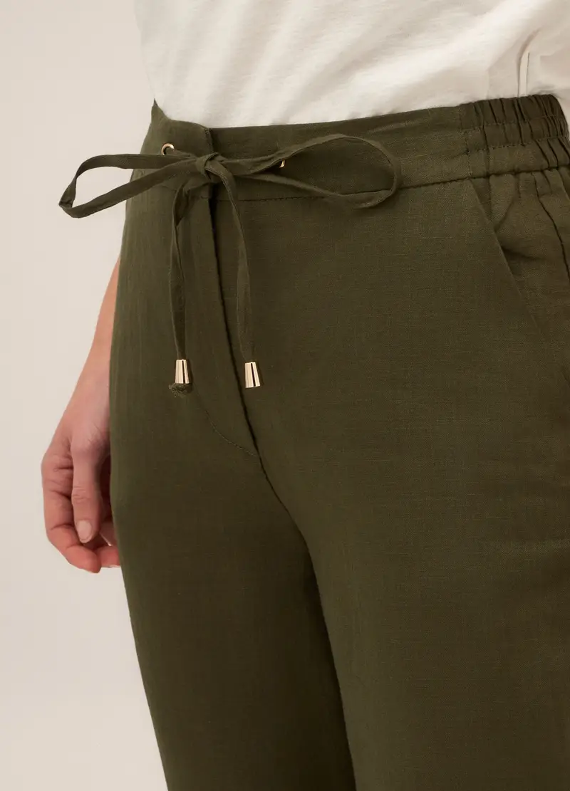 Upim, Pantaloni In Puro Lino Donna, Verde oliva, Taglia: S miniatura 2