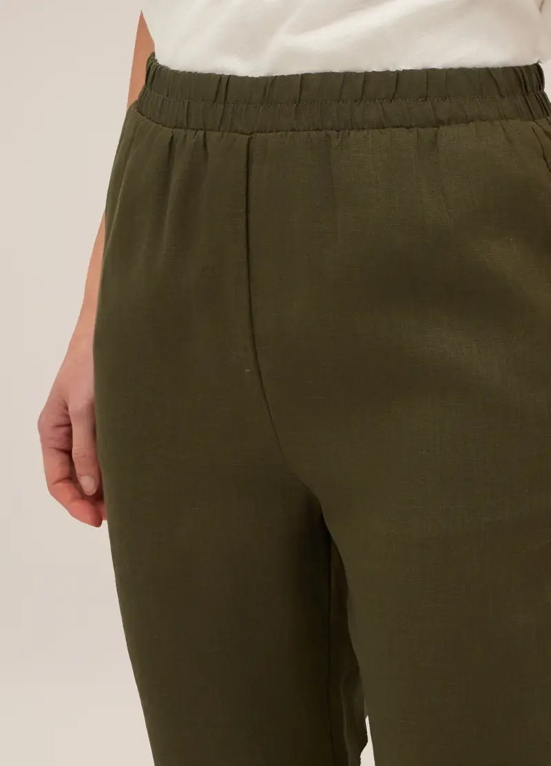 Upim, Pantaloni In Puro Lino Donna, Verde oliva, Taglia: XS miniatura 2