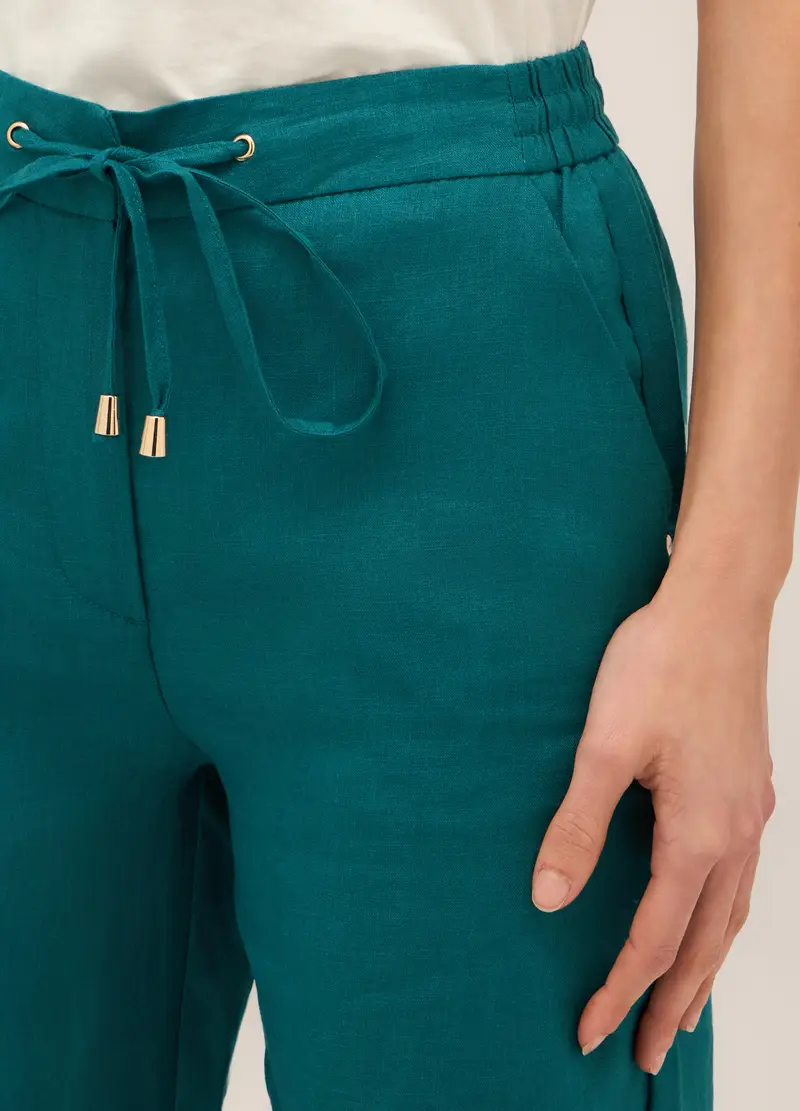 Upim, Pantaloni In Puro Lino Donna, Verde ottanio, Taglia: M miniatura 2
