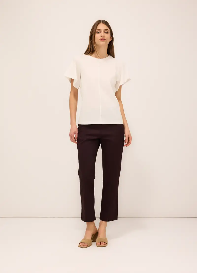 Upim, Pantaloni In Raso Di Cotone Stretch Donna, Marrone scuro, Taglia: 42