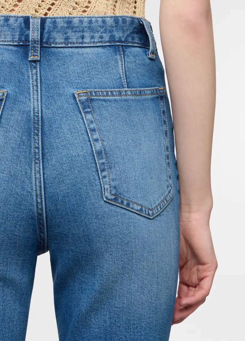 Pantaloni In Stretch Denim Flare Fit Donna, Blu denim miniatura 3