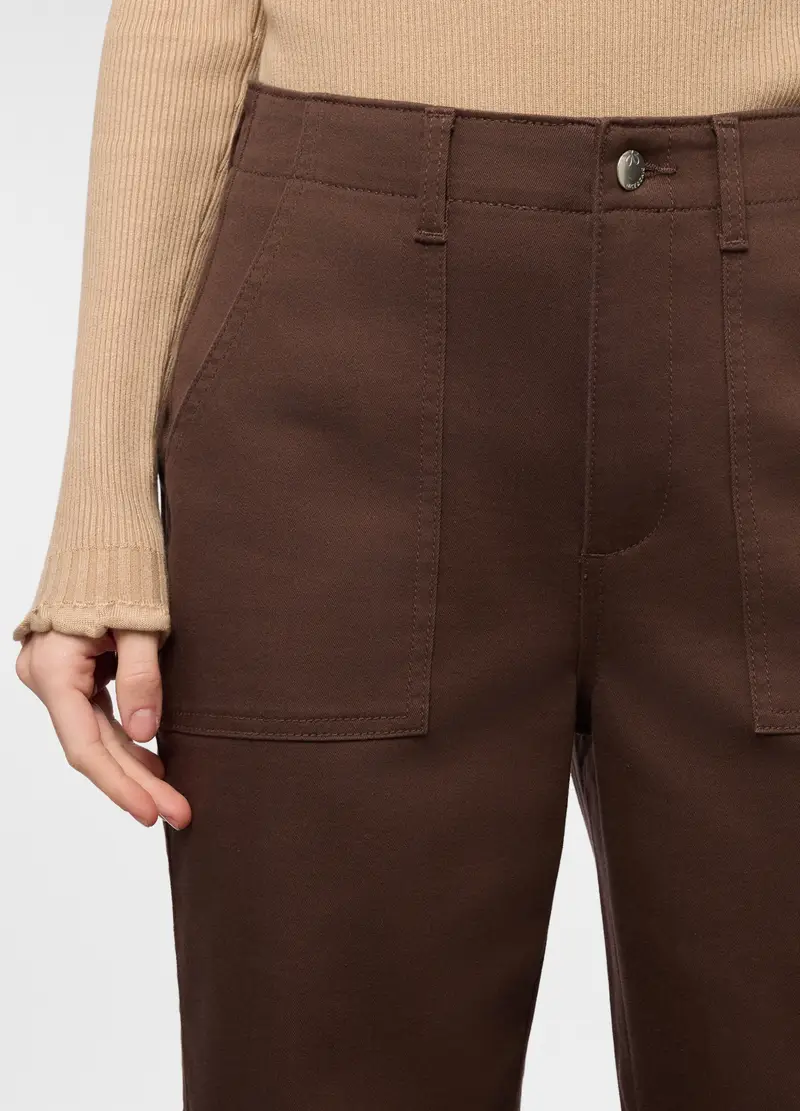 Pantaloni In Stretch Denim Regular Fit Donna, Marrone cioccolato miniatura 3