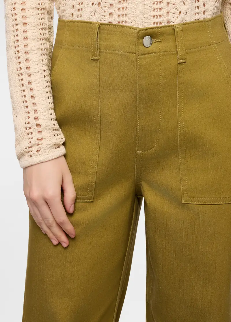 Pantaloni In Stretch Denim Regular Fit Donna, Verde scuro miniatura 3