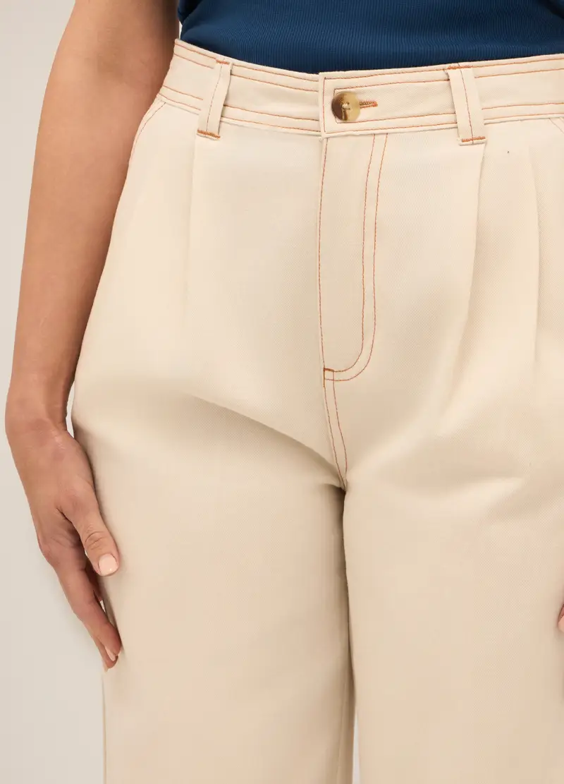 Upim, Pantaloni In Twill Di Puro Cotone Donna, Bianco panna, Taglia: XS miniatura 2