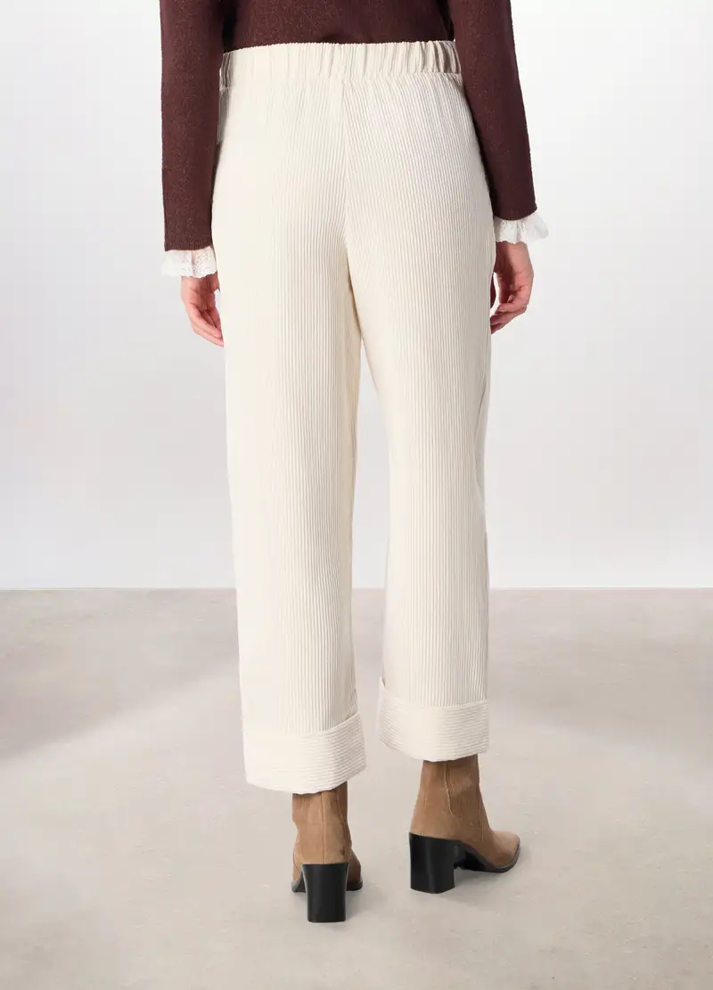 Pantaloni In Velluto A Coste Donna, Bianco gesso miniatura 2