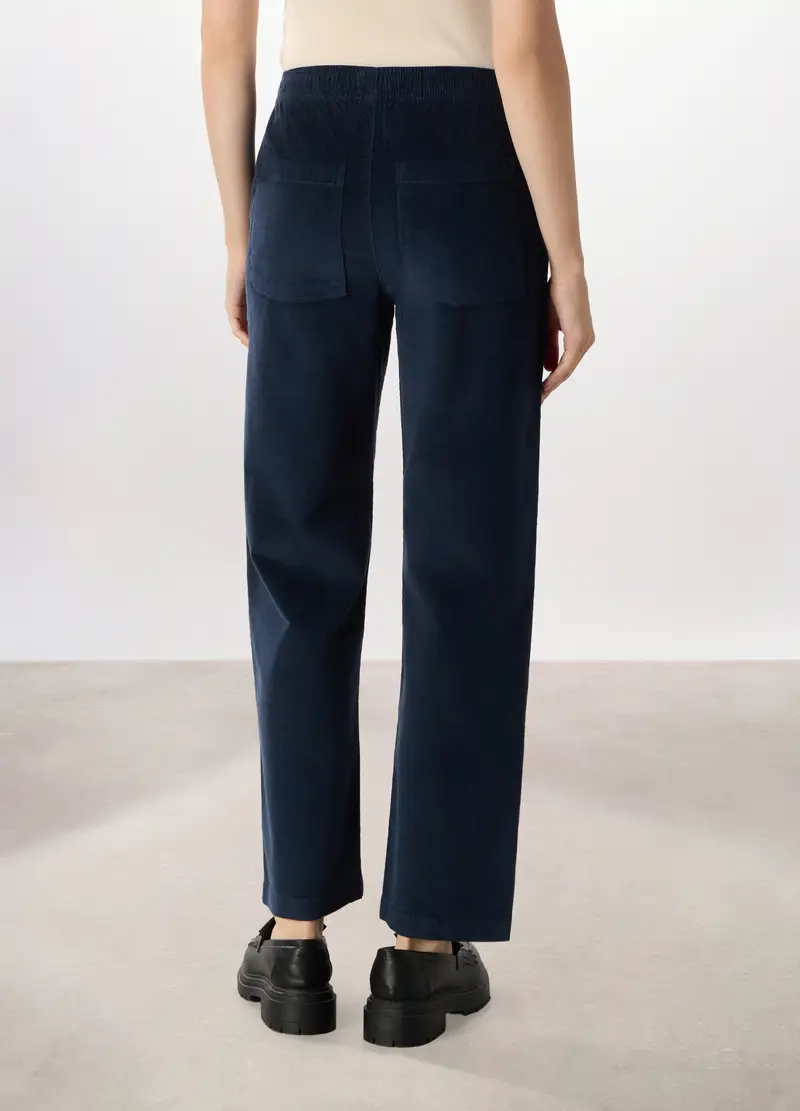 Pantaloni In Velluto A Coste Donna, Blu indigo miniatura 2