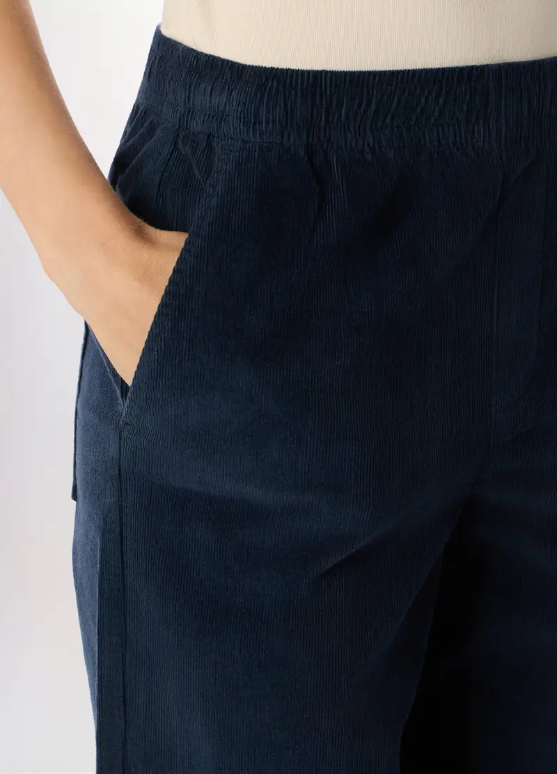 Pantaloni In Velluto A Coste Donna, Blu indigo miniatura 3