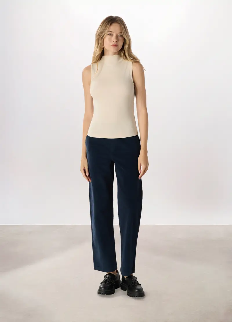 Pantaloni In Velluto A Coste Donna, Blu indigo