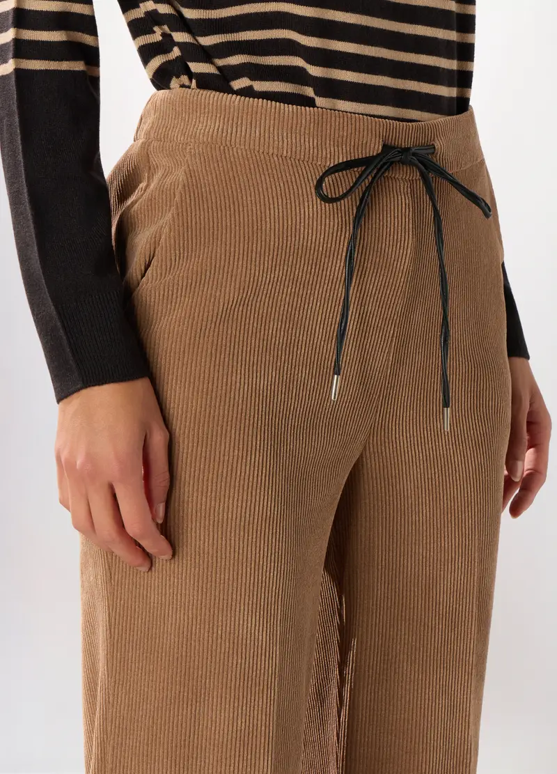 Pantaloni In Velluto A Coste Donna, Marrone chiaro miniatura 3