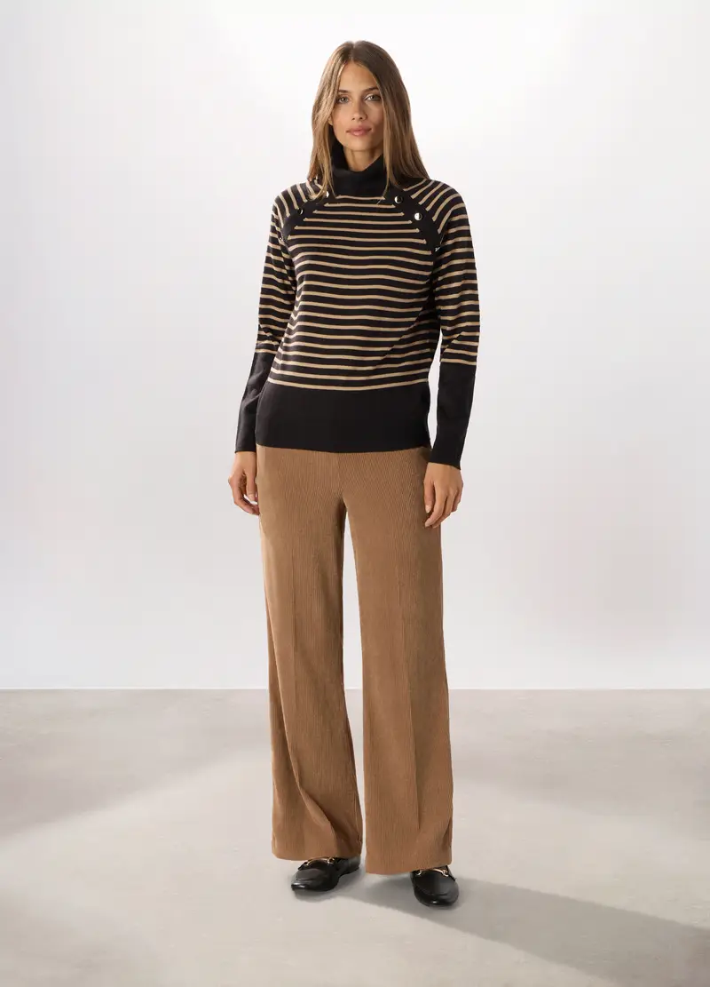 Pantaloni In Velluto A Coste Donna, Marrone chiaro