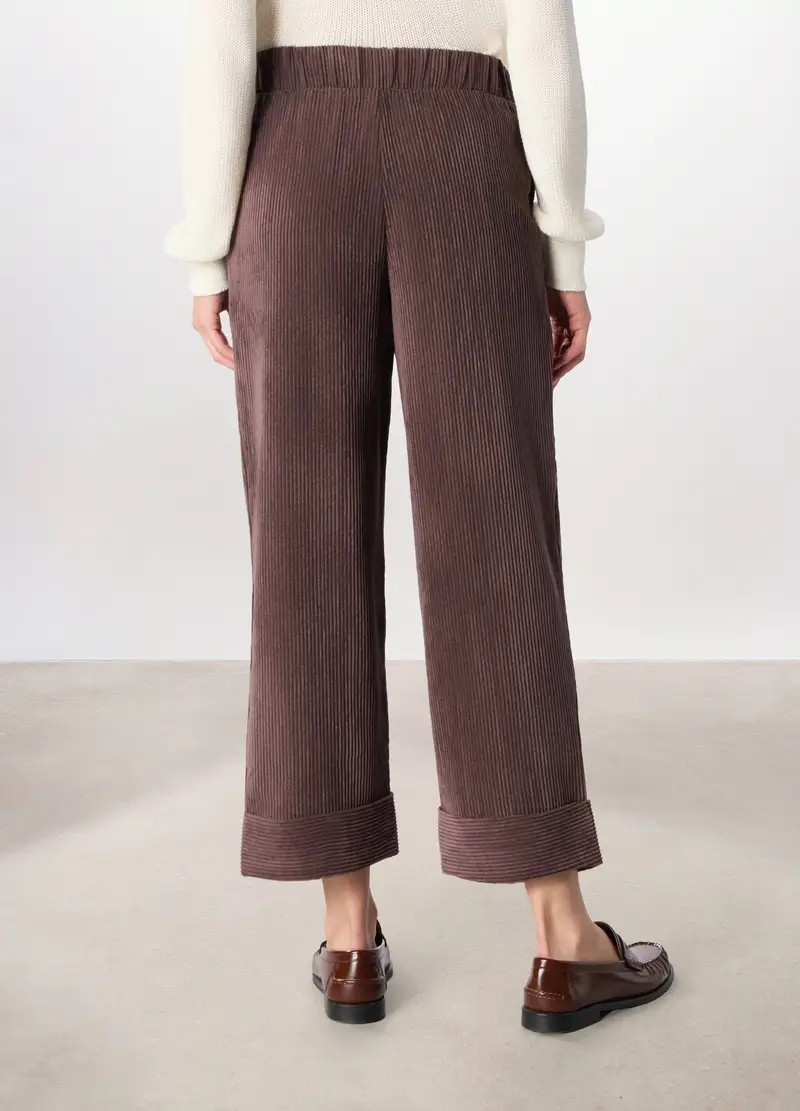 Pantaloni In Velluto A Coste Donna, Marrone cioccolato miniatura 2