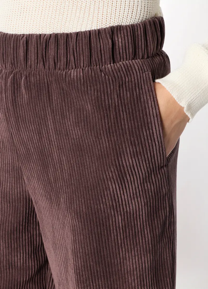 Pantaloni In Velluto A Coste Donna, Marrone cioccolato miniatura 3