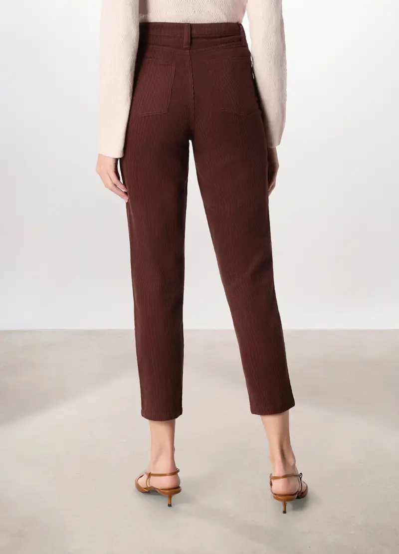Pantaloni In Velluto A Coste Donna, Marrone cioccolato miniatura 2