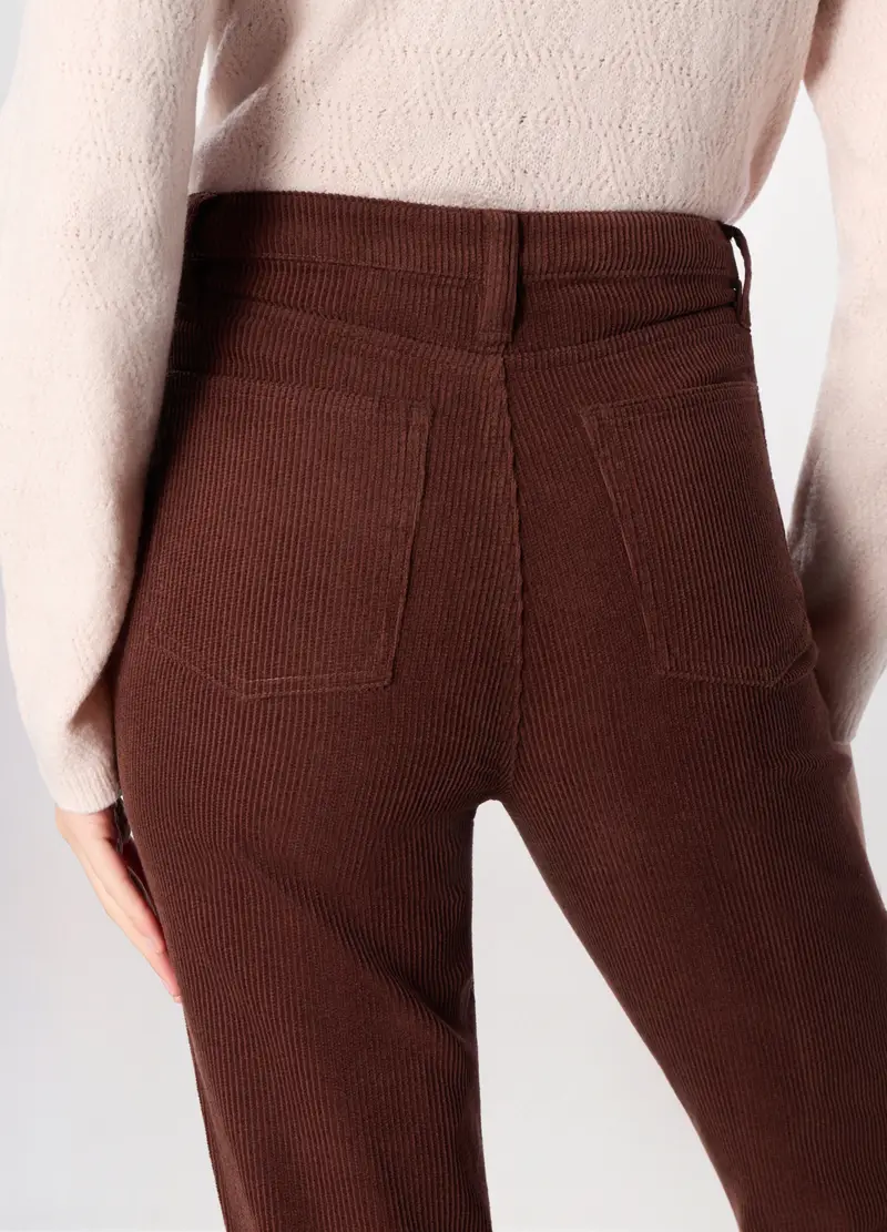 Pantaloni In Velluto A Coste Donna, Marrone cioccolato miniatura 3