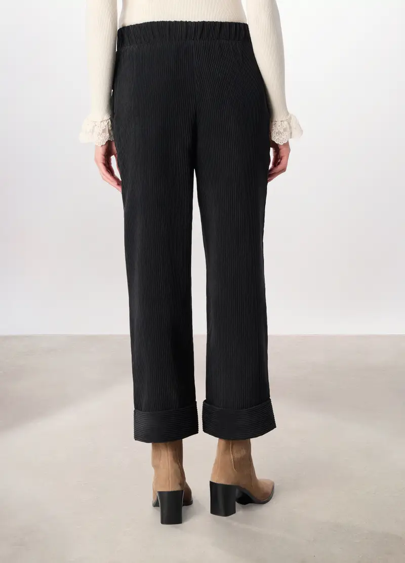 Pantaloni In Velluto A Coste Donna, Nero miniatura 2