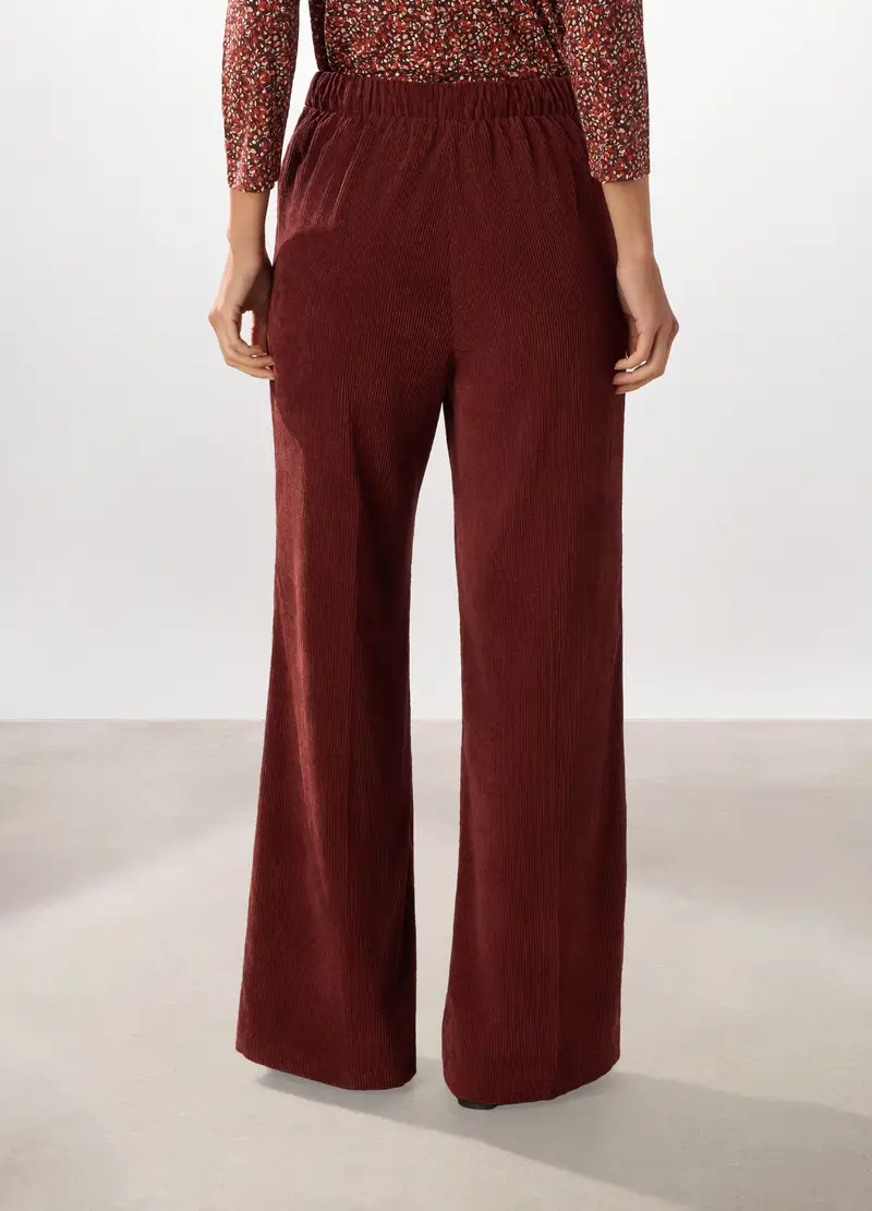 Pantaloni In Velluto A Coste Donna, Rosso scuro miniatura 2