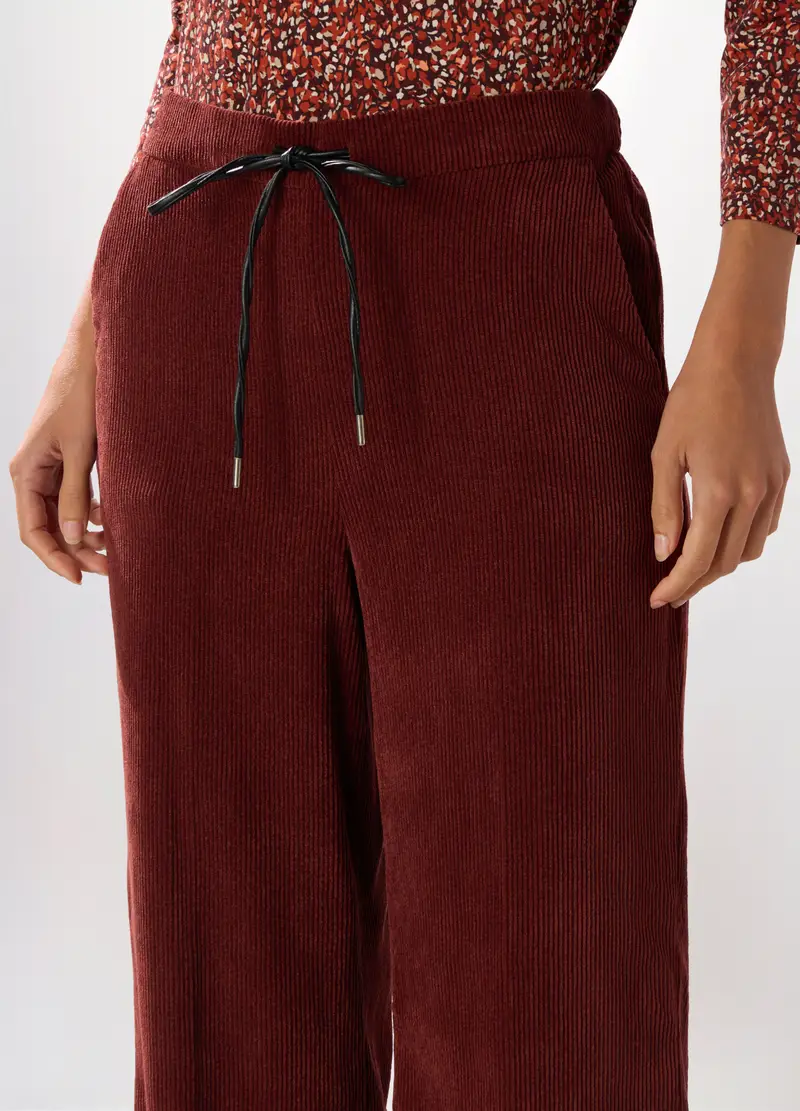 Pantaloni In Velluto A Coste Donna, Rosso scuro miniatura 3