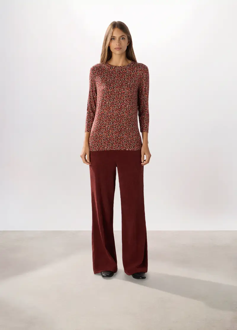 Pantaloni In Velluto A Coste Donna, Rosso scuro