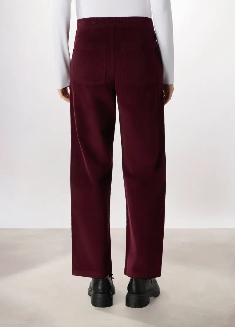 Pantaloni In Velluto A Coste Donna, Rosso scuro miniatura 2