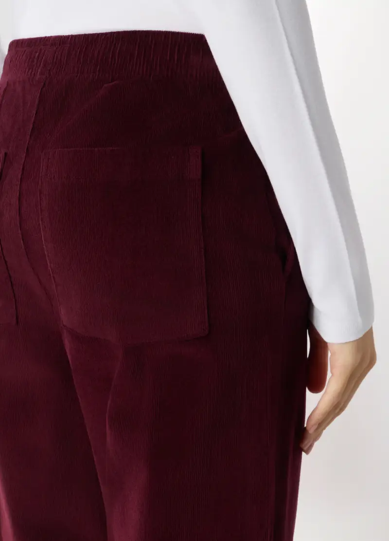 Pantaloni In Velluto A Coste Donna, Rosso scuro miniatura 3