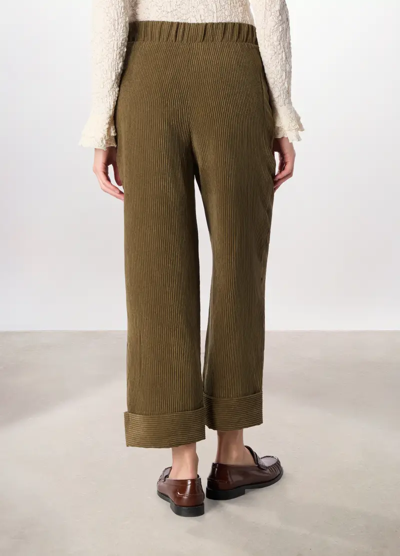 Pantaloni In Velluto A Coste Donna, Verde oliva miniatura 2