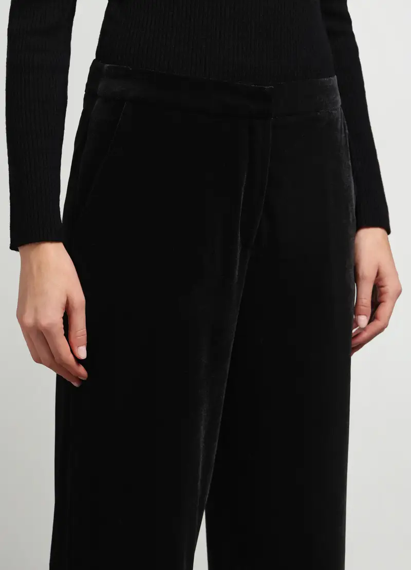 Pantaloni In Velluto Donna, Nero miniatura 3
