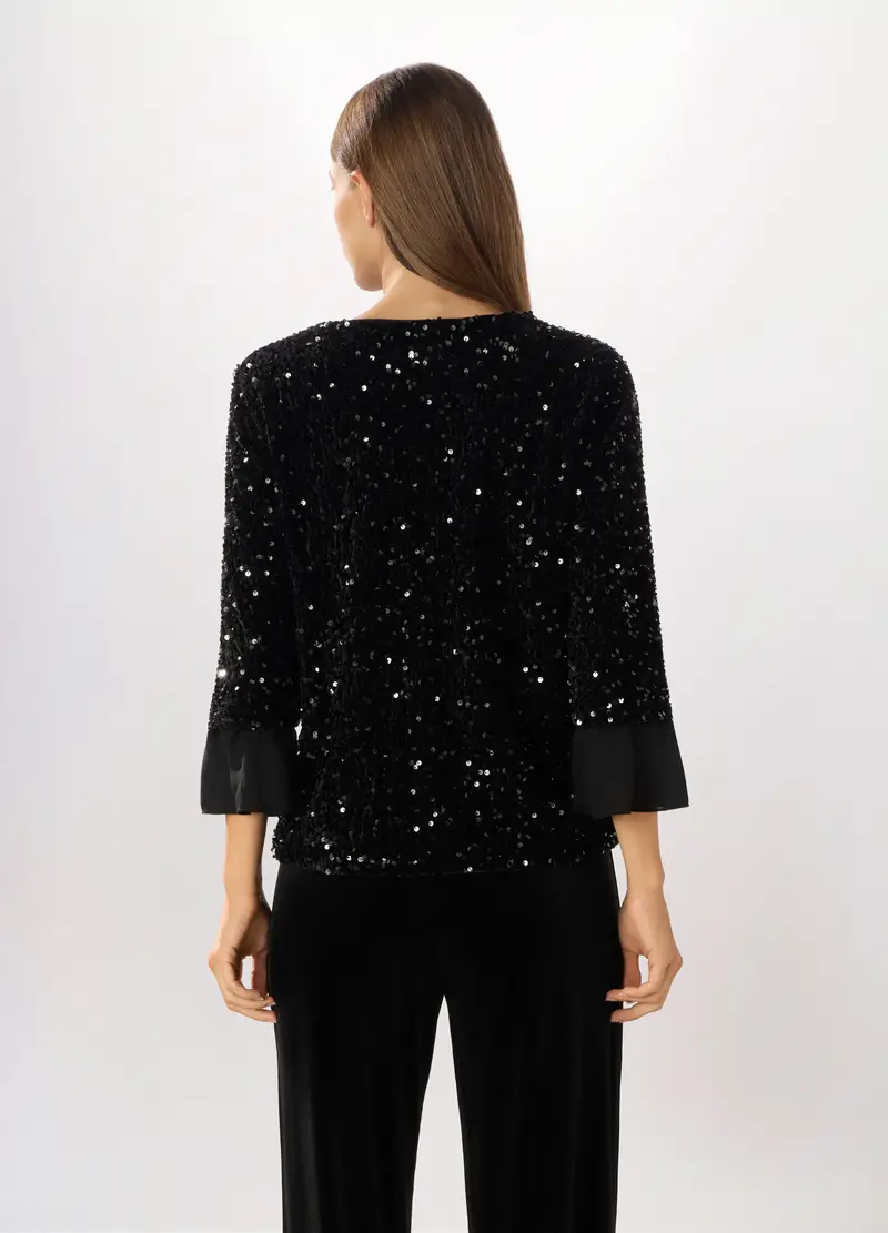 Pantaloni In Velluto Donna, Nero miniatura 3