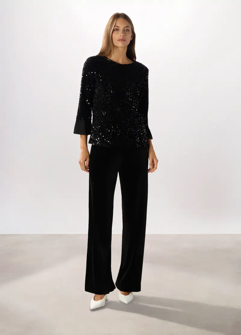 Pantaloni In Velluto Donna, Nero