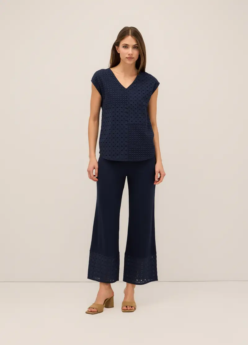 Upim, Pantaloni In Viscosa Piquet Stretch Donna, Blu navy, Taglia: S