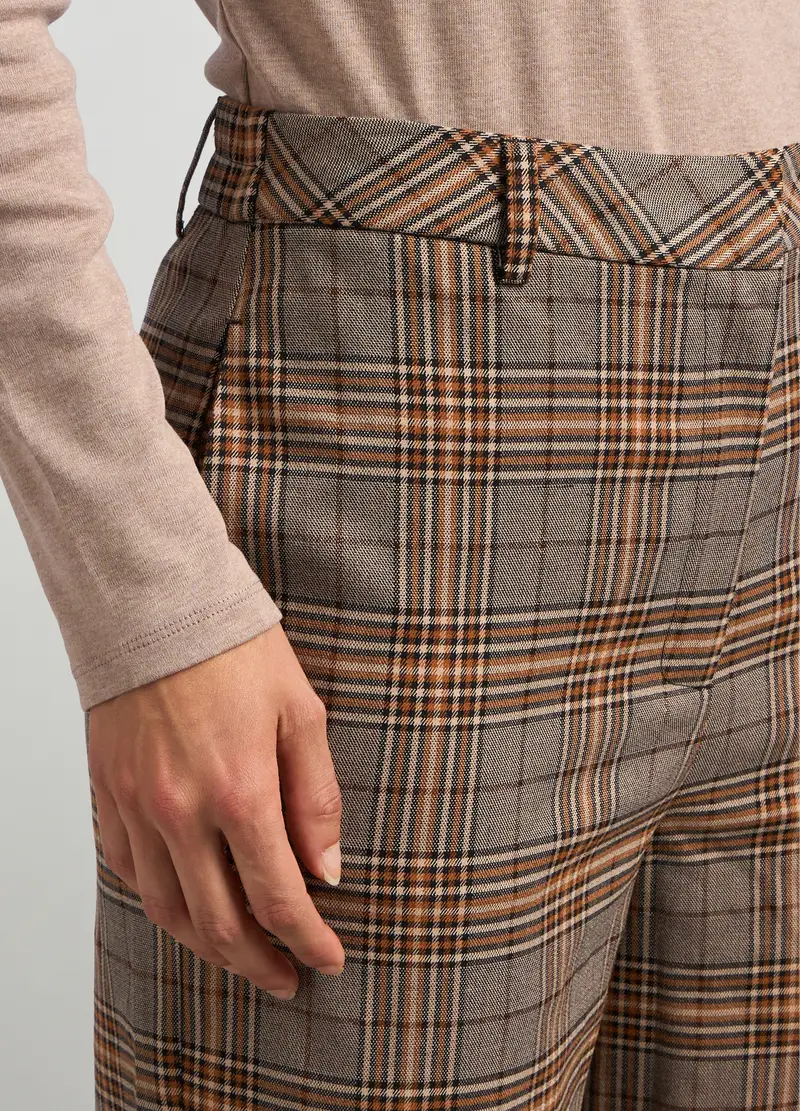 Pantaloni Jacquard In Misto Viscosa Donna, Marrone chiaro miniatura 3