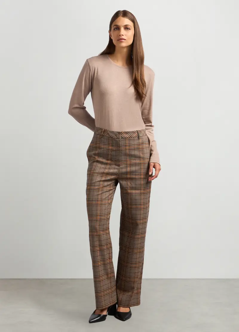 Pantaloni Jacquard In Misto Viscosa Donna, Marrone chiaro