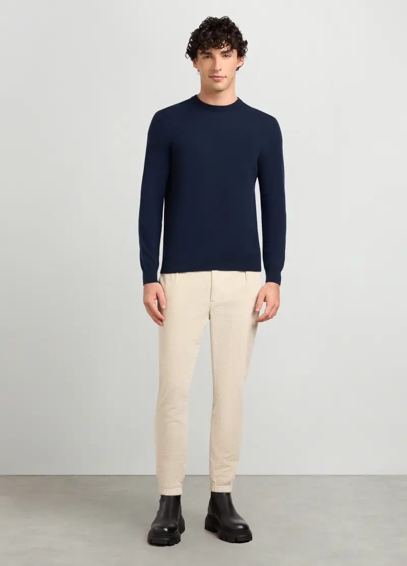 Pantaloni Joggers In Velluto A Coste Di Cotone Stretch Uomo, Bianco avorio