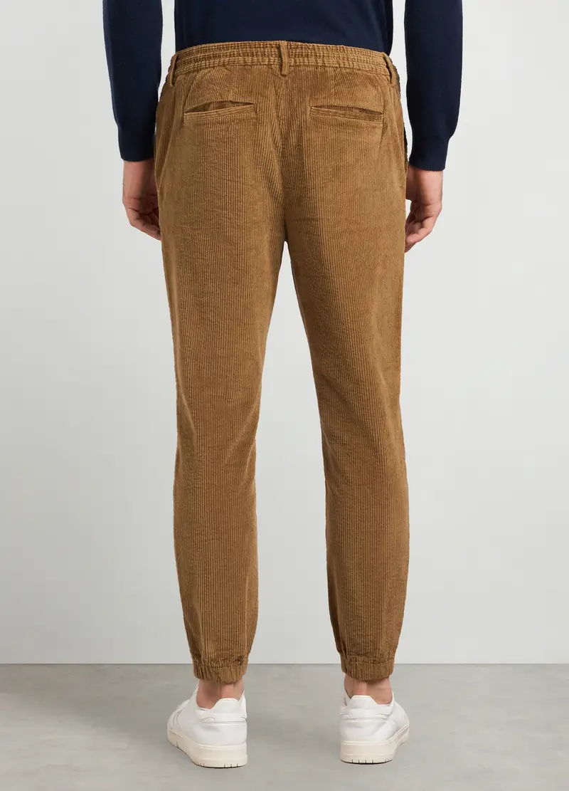 Pantaloni Joggers In Velluto A Coste Di Cotone Stretch Uomo, Marrone tabacco miniatura 2