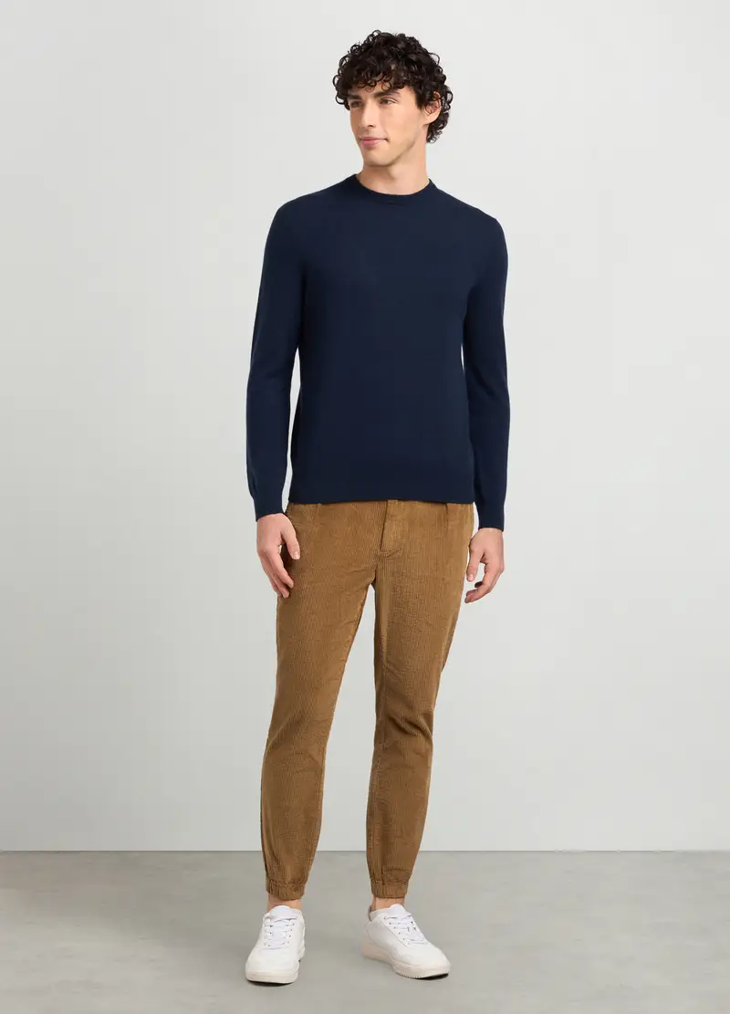 Pantaloni Joggers In Velluto A Coste Di Cotone Stretch Uomo, Marrone tabacco