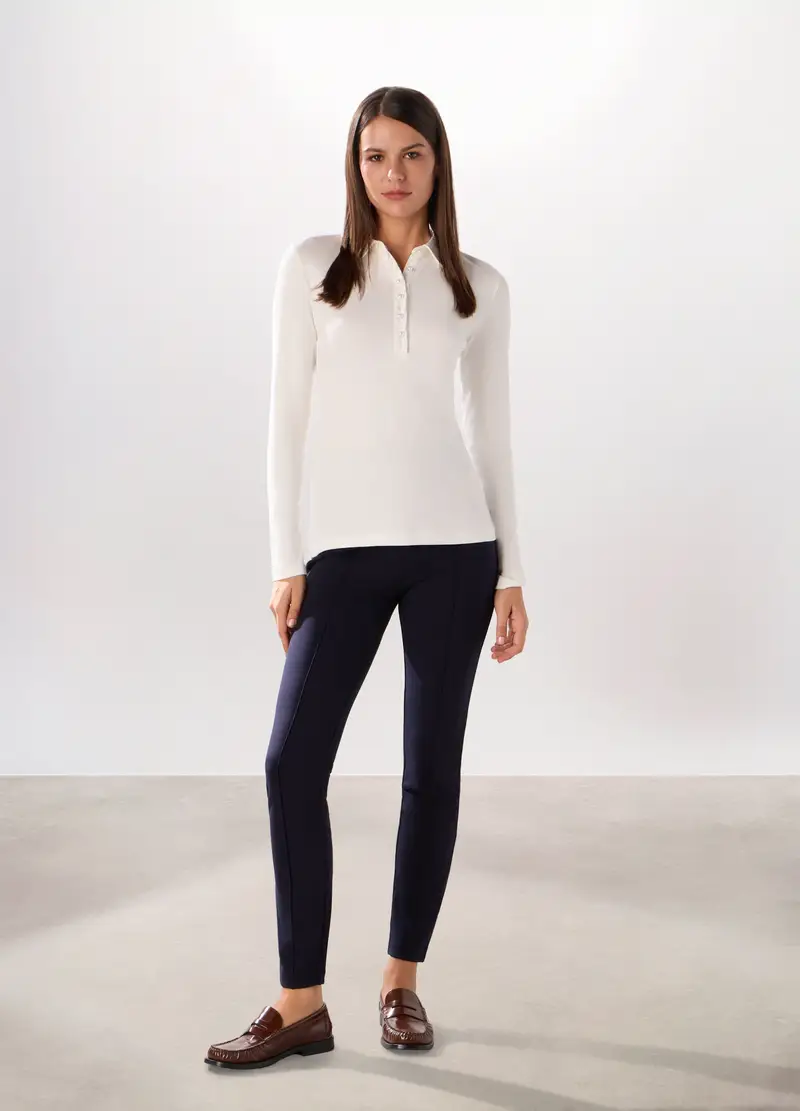 Upim, Pantaloni Lunghi In Punto Milano Donna, Blu navy, Taglia: M