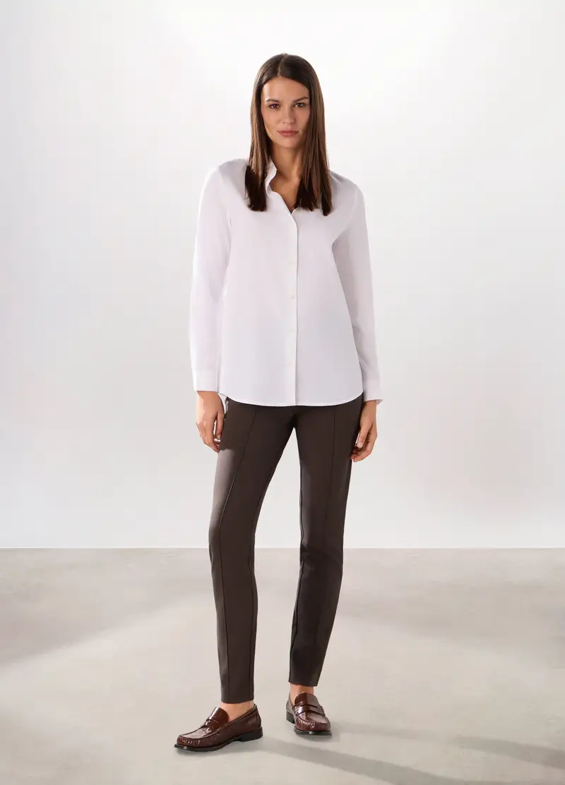 Pantaloni Lunghi In Punto Milano Donna, Marrone scuro