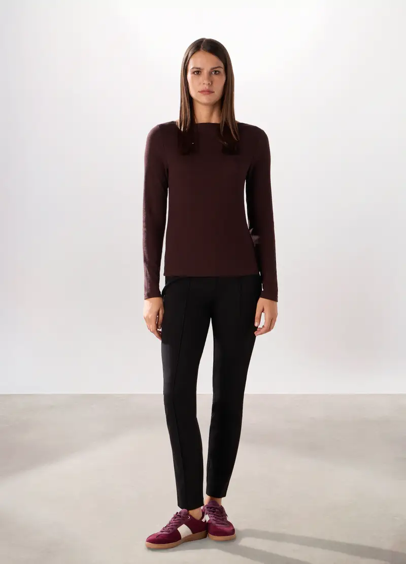 Pantaloni Lunghi In Punto Milano Donna, Nero