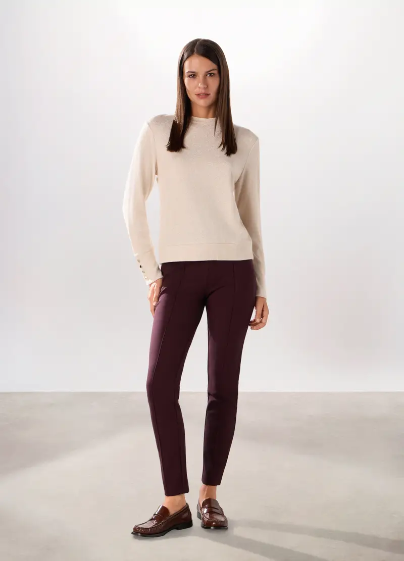 Pantaloni Lunghi In Punto Milano Donna, Rosso bordeaux