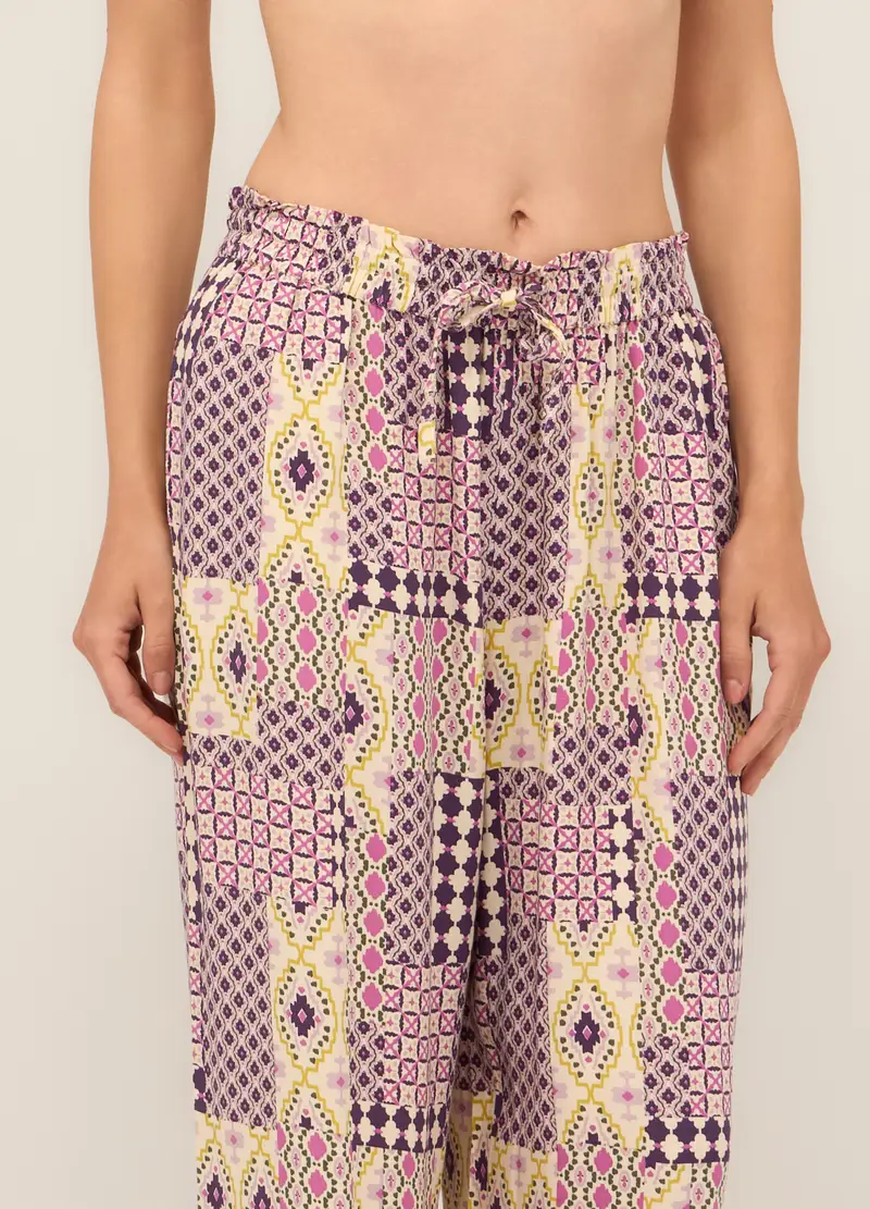 Upim, Pantaloni Lunghi Pigiama In Pura Viscosa Donna, Beige chiaro, Taglia: S miniatura 2