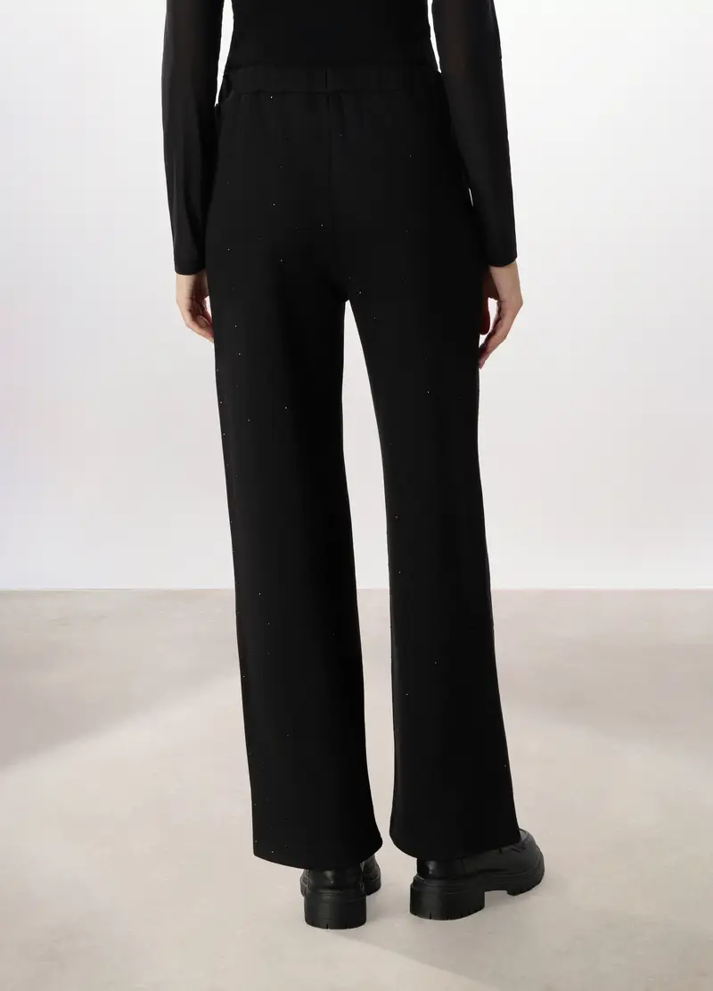 Pantaloni Misto Cotone Fleece Donna, Nero miniatura 2