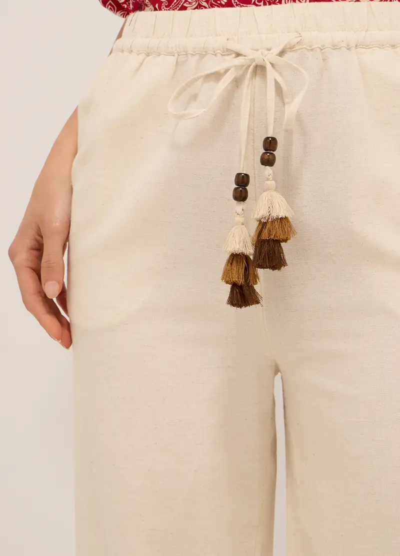 Upim, Pantaloni Misto Lino Donna, Bianco avorio, Taglia: S miniatura 2