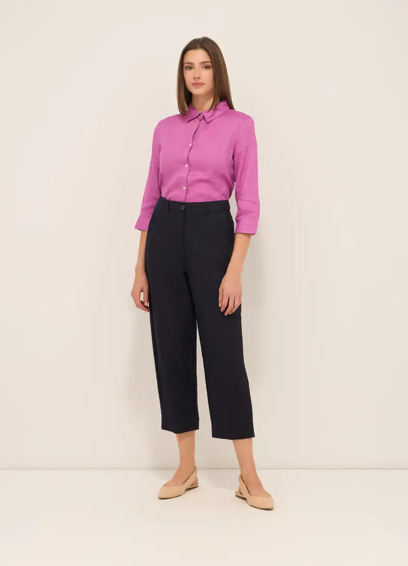 Upim, Pantaloni Misto Lino, Donna, Blu navy, Taglia: M