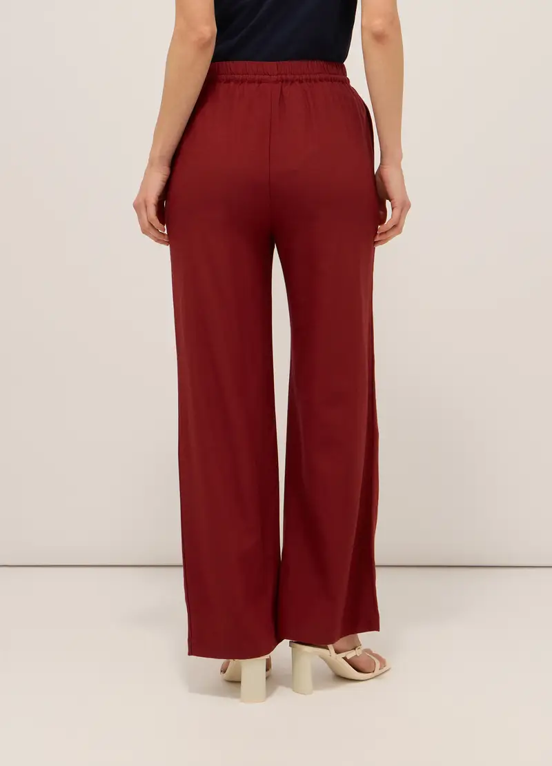 Pantaloni Misto Lino Donna, Rosso scuro miniatura 2
